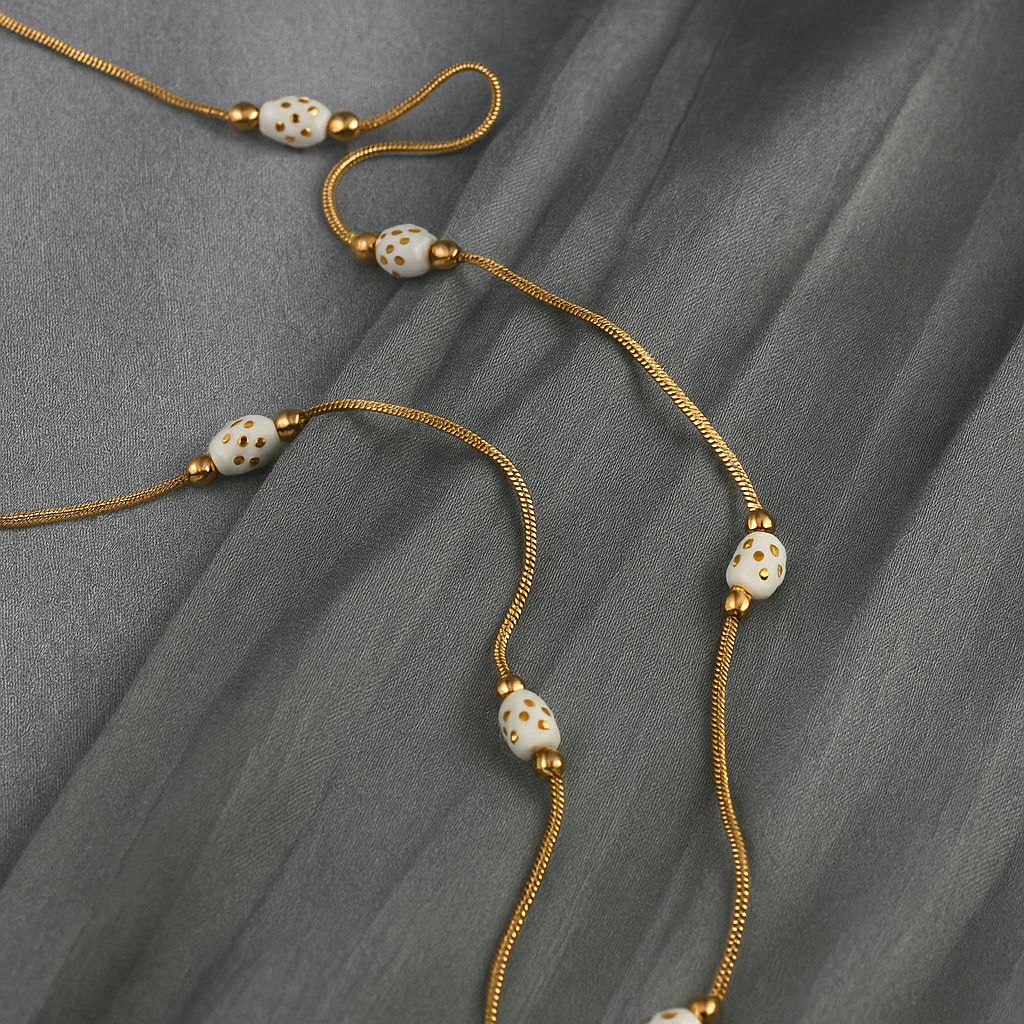 white bead necklace