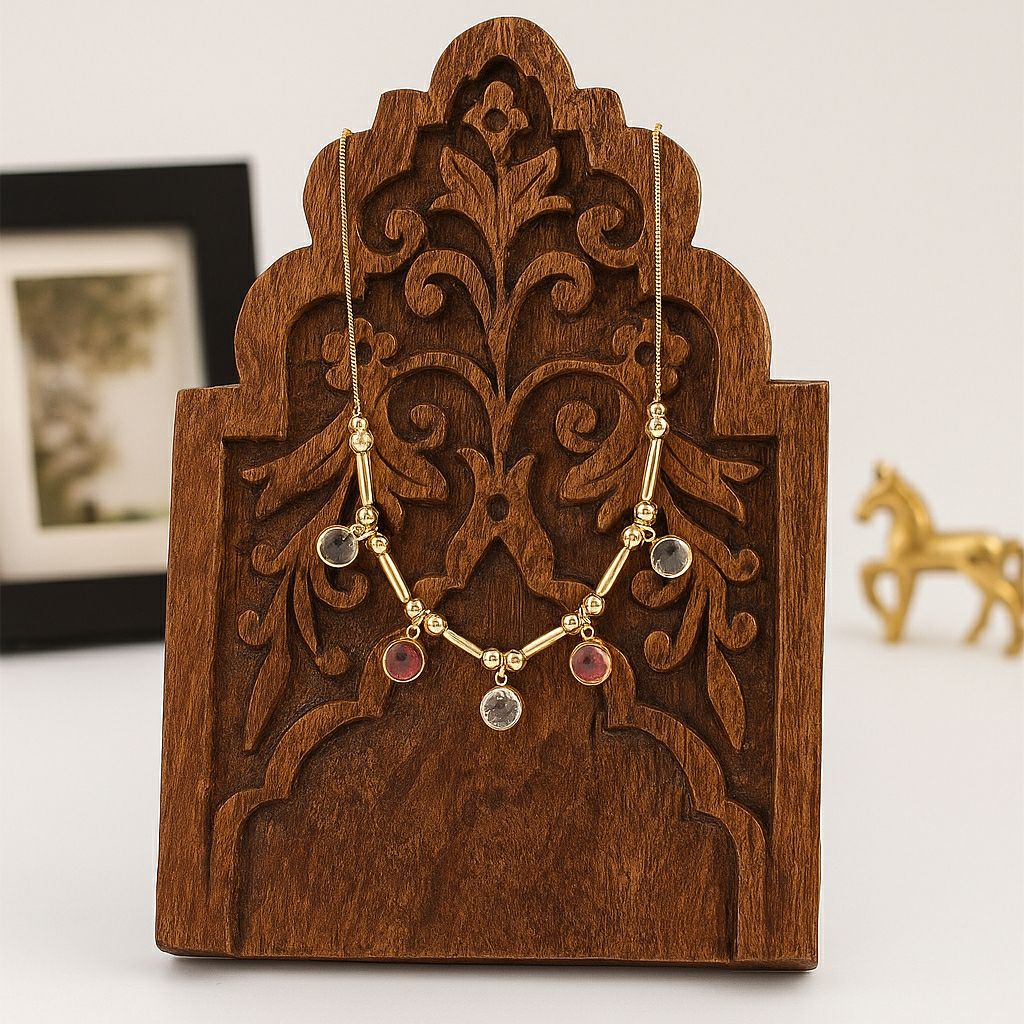 Golden Glow Gem Drop Necklace