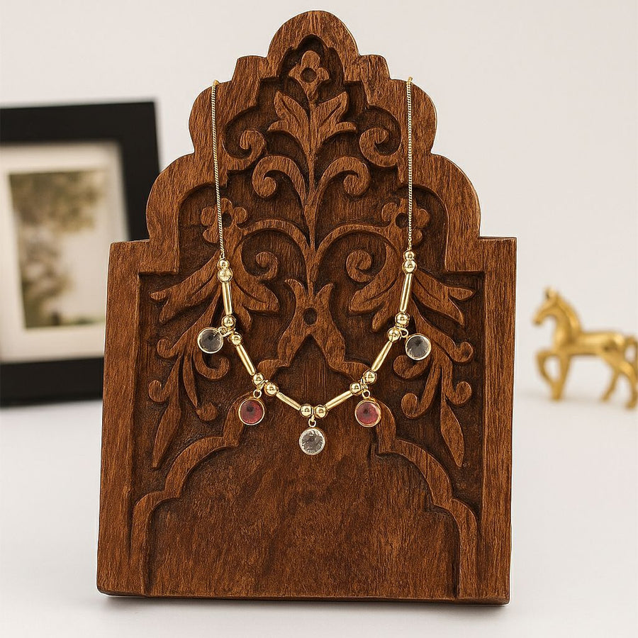 Golden Glow Gem Drop Necklace