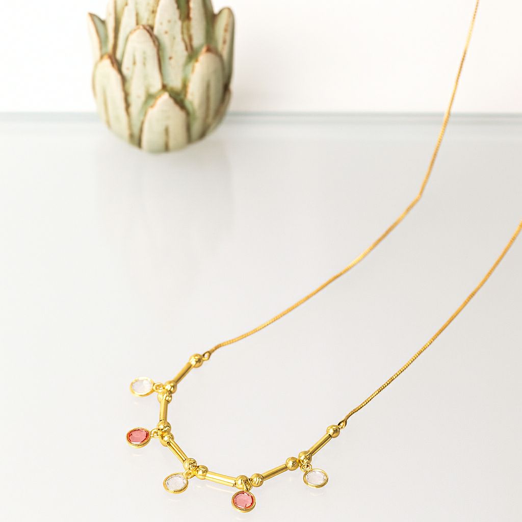 Golden Glow Gem Drop Necklace