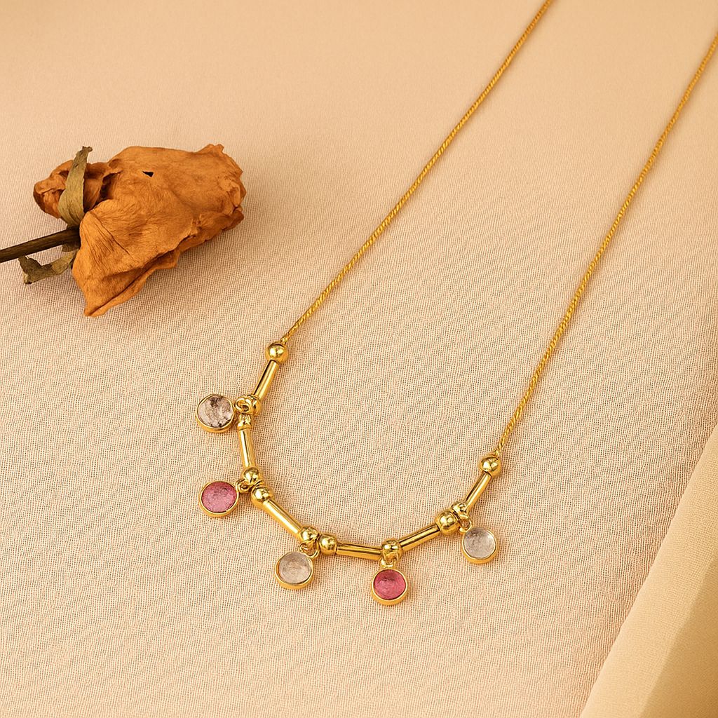 Golden Glow Gem Drop Necklace