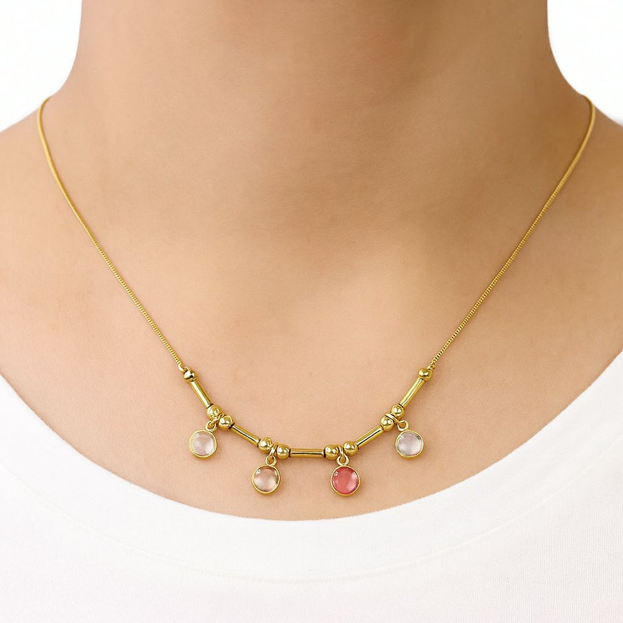 Golden Glow Gem Drop Necklace