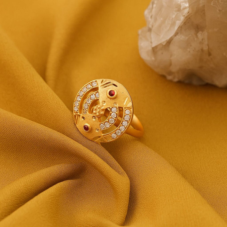 Radiant Ruby & Stone Gold Ring