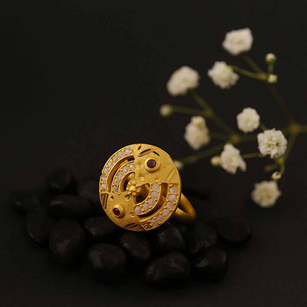 Radiant Ruby & Stone Gold Ring