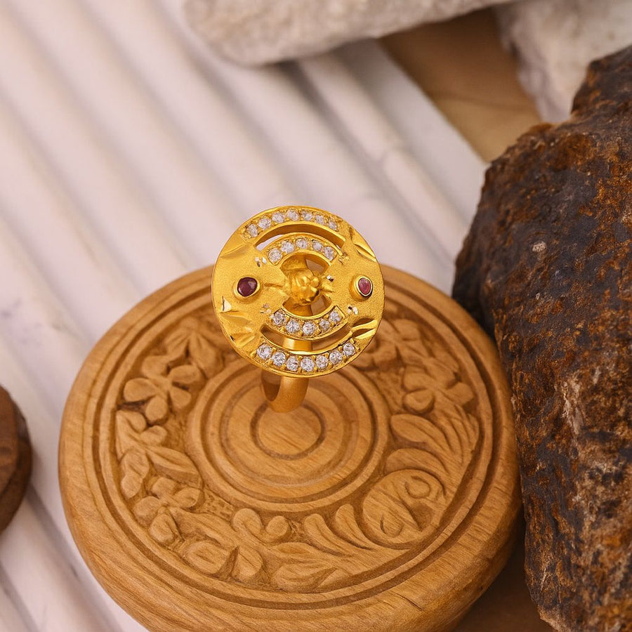 Radiant Ruby & Stone Gold Ring