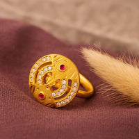 Radiant Ruby & Stone Gold Ring
