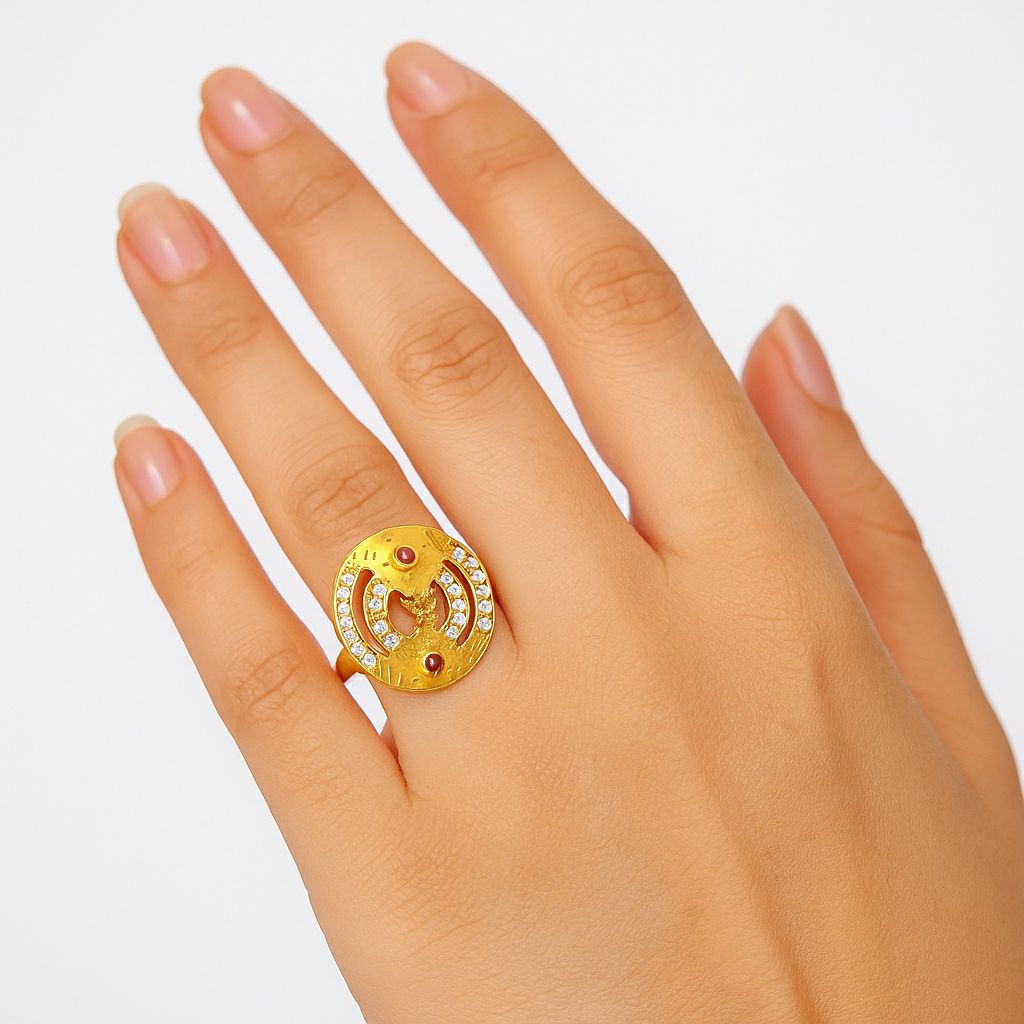 Radiant Ruby & Stone Gold Ring