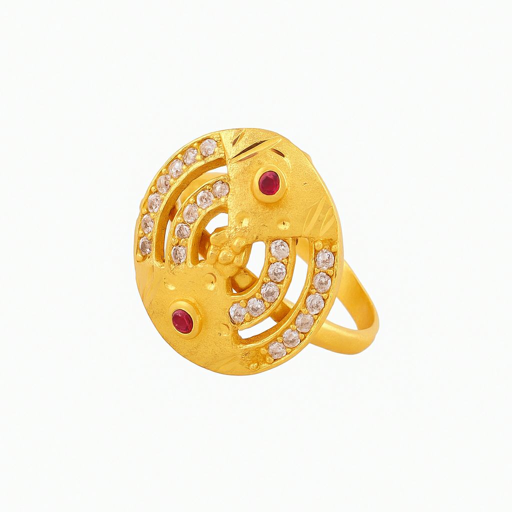 Radiant Ruby & Stone Gold Ring