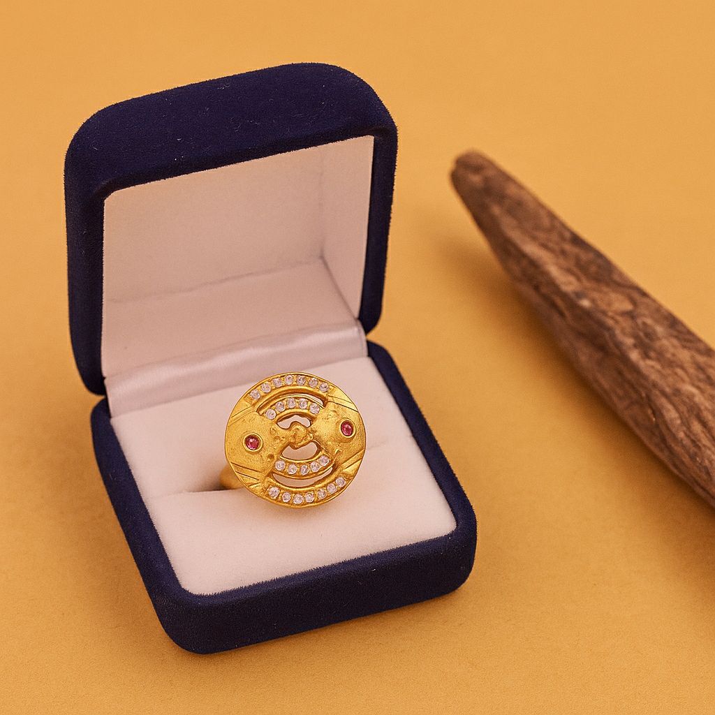 Radiant Ruby & Stone Gold Ring