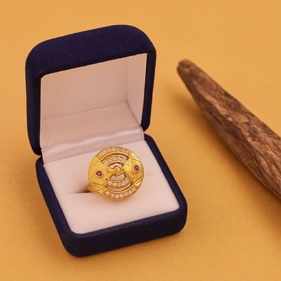 Radiant Ruby & Stone Gold Ring