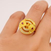 Radiant Ruby & Stone Gold Ring