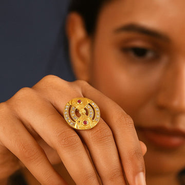 Radiant Ruby & Stone Gold Ring