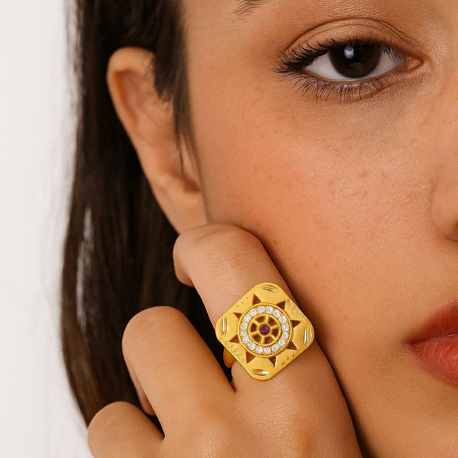 Solar Bloom Gold Ring