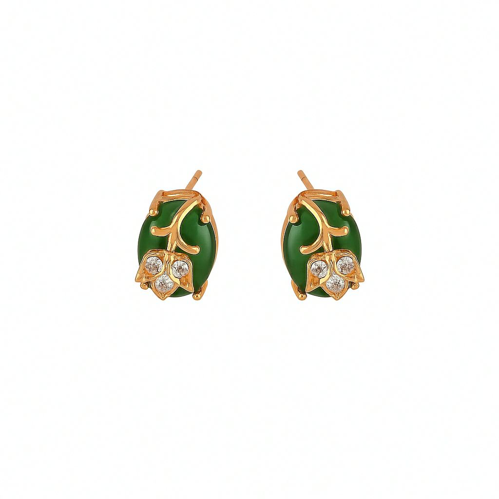 Emerald Leaf Whispers Studs