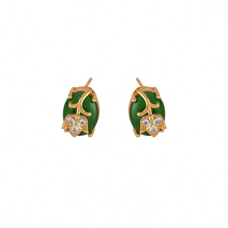Emerald Leaf Whispers Studs