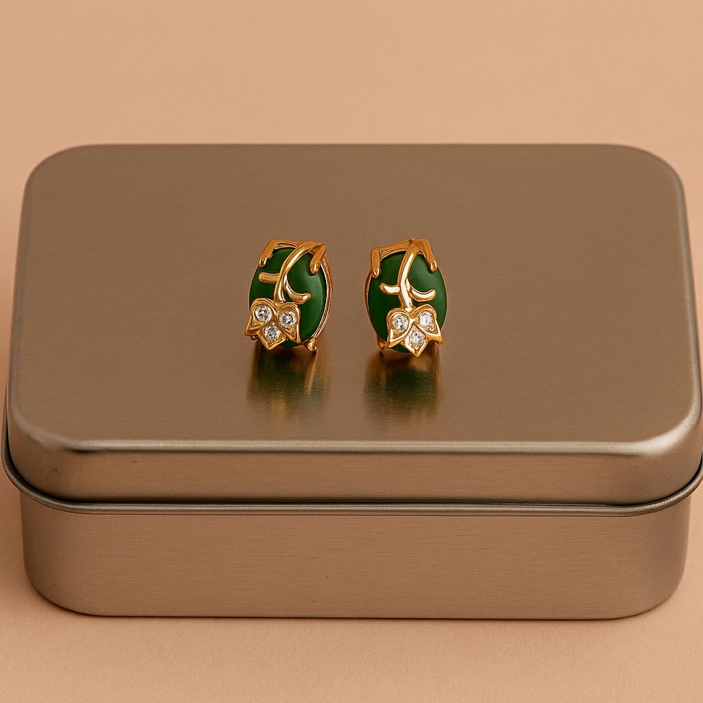 Emerald Leaf Whispers Studs