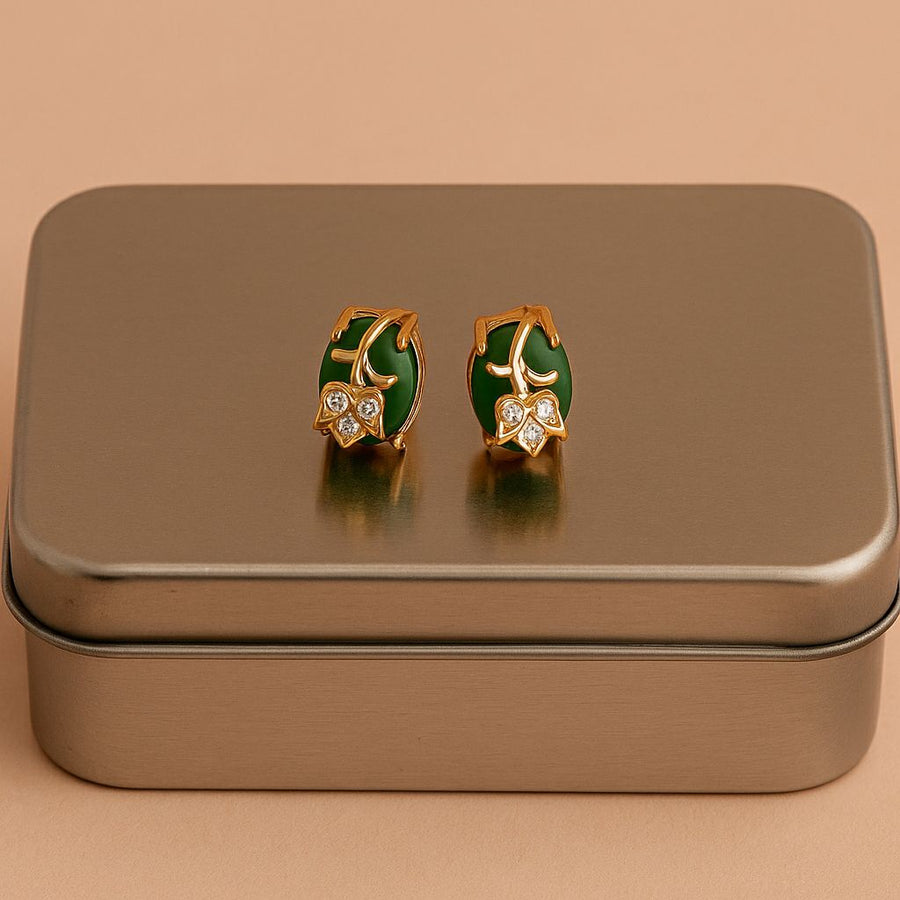 Emerald Leaf Whispers Studs