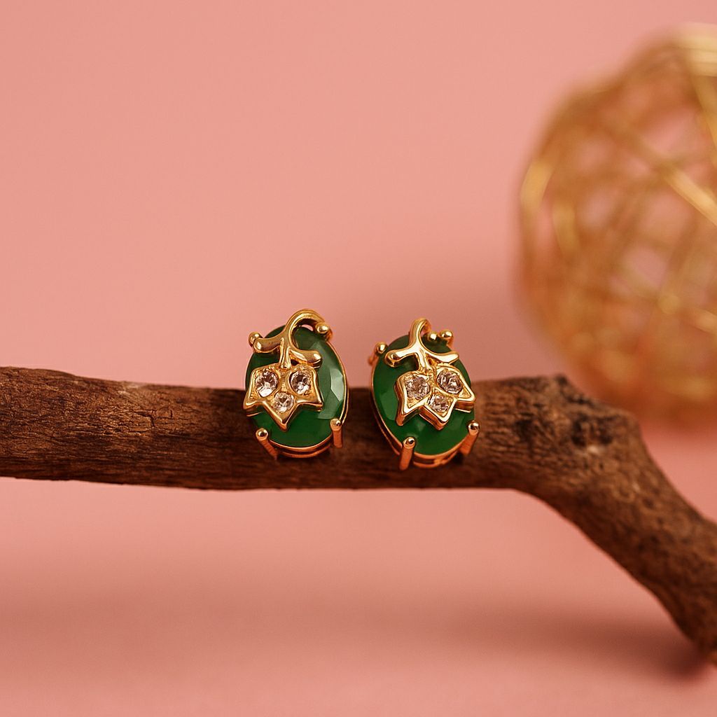 Emerald Leaf Whispers Studs