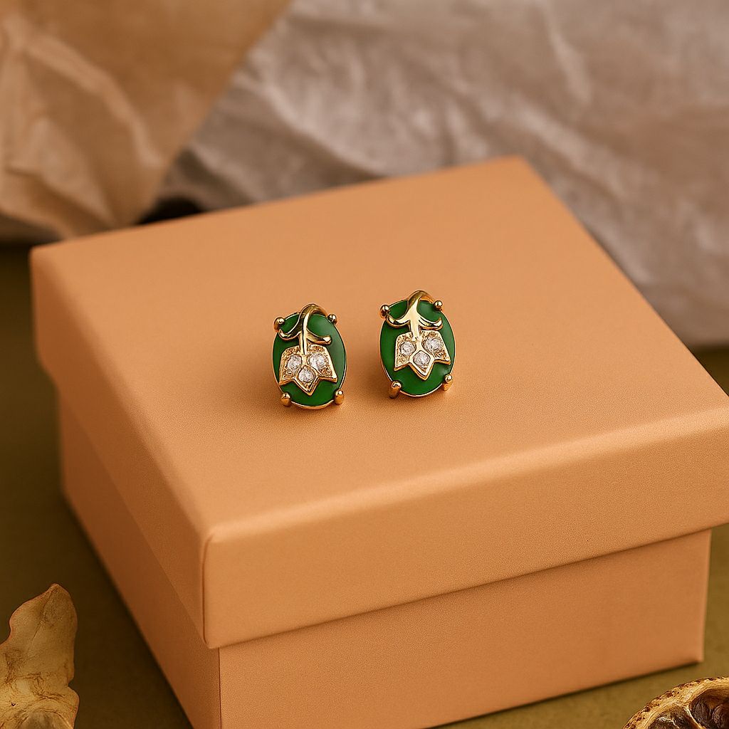 Emerald Leaf Whispers Studs