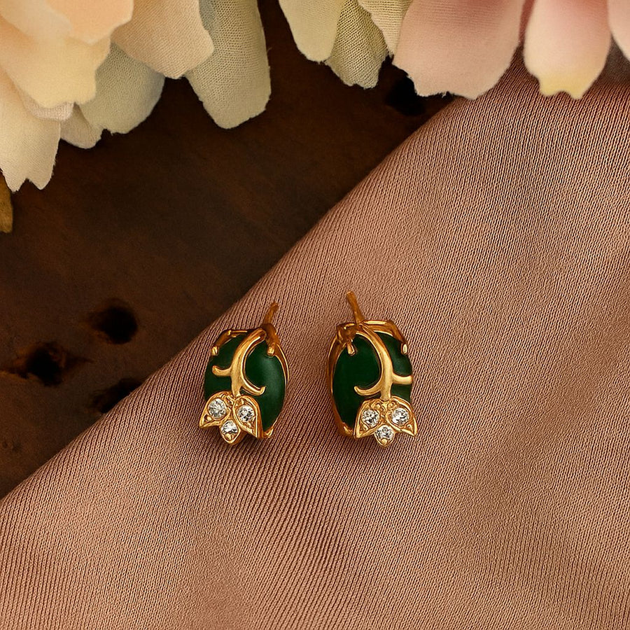 Emerald Leaf Whispers Studs