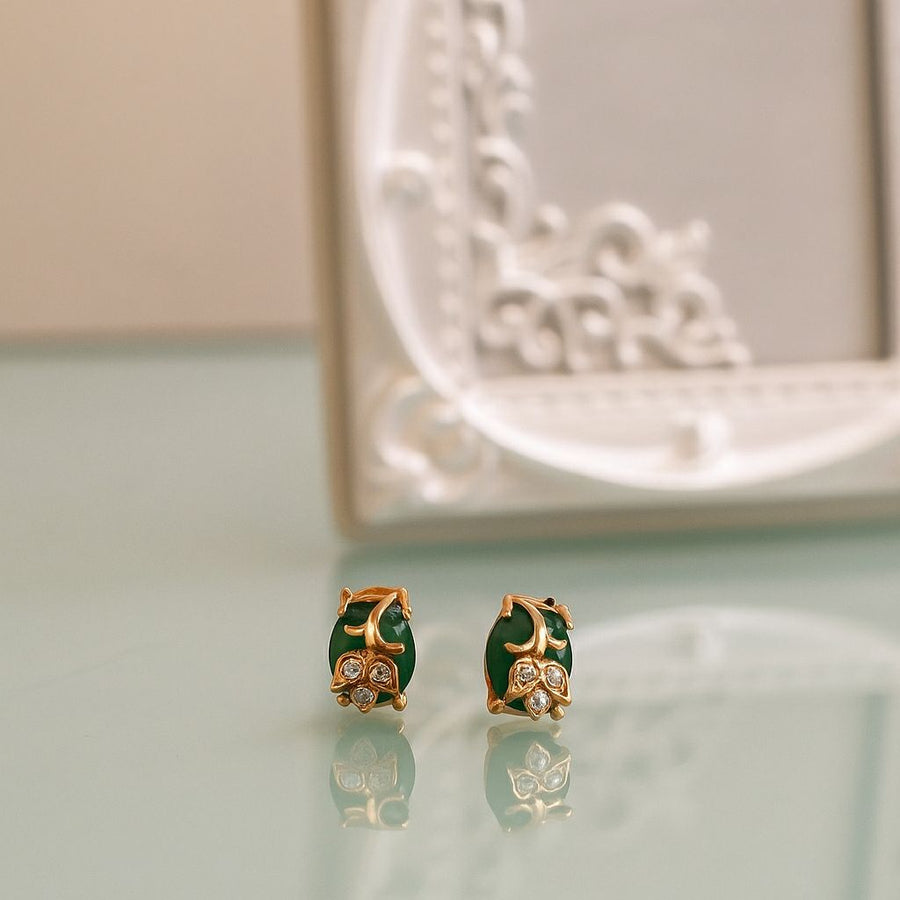 Emerald Leaf Whispers Studs