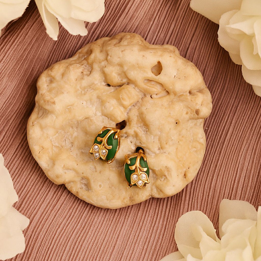 Emerald Leaf Whispers Studs